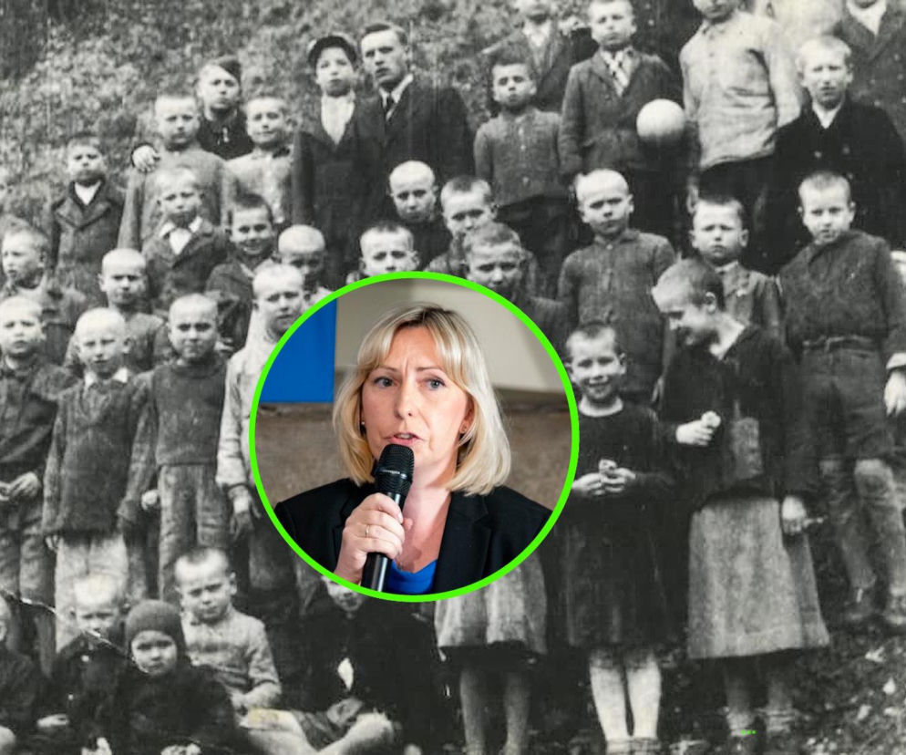 Archiwalne zdjęcie grupy dzieci. Na miniaturze historyk Katarzyna Osowska-Wołos. O traumie Wołynia czytaj w SE Portal Obronny.