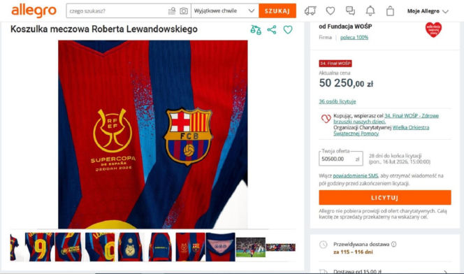 Cenna pamiątka Roberta Lewandowskiego na aukcji WOŚP. Cena licytacji robi wrażenie