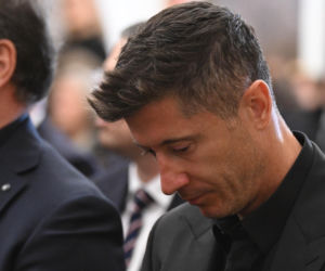 Robert Lewandowski na pogrzebie Jacka Magiery