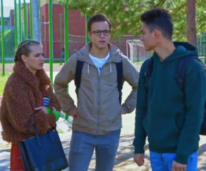 Barwy szczęścia odc. 2005. Kajtek (Jakub Dmochowski), Oliwka (Wiktoria Gąsiewska), Eryk (Patryk Cebulski)