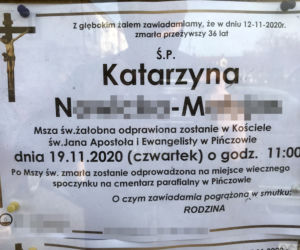 Śmiertelnie pobita przez męża Katarzyna M. została pochowana w Pińczowie