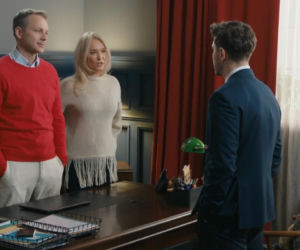 Barwy szczęścia odc. 3382. Bruno (Lesław Żurek),  Karolina (Marta Dąbrowska), Justin (Jasper Sołtysiewicz)
