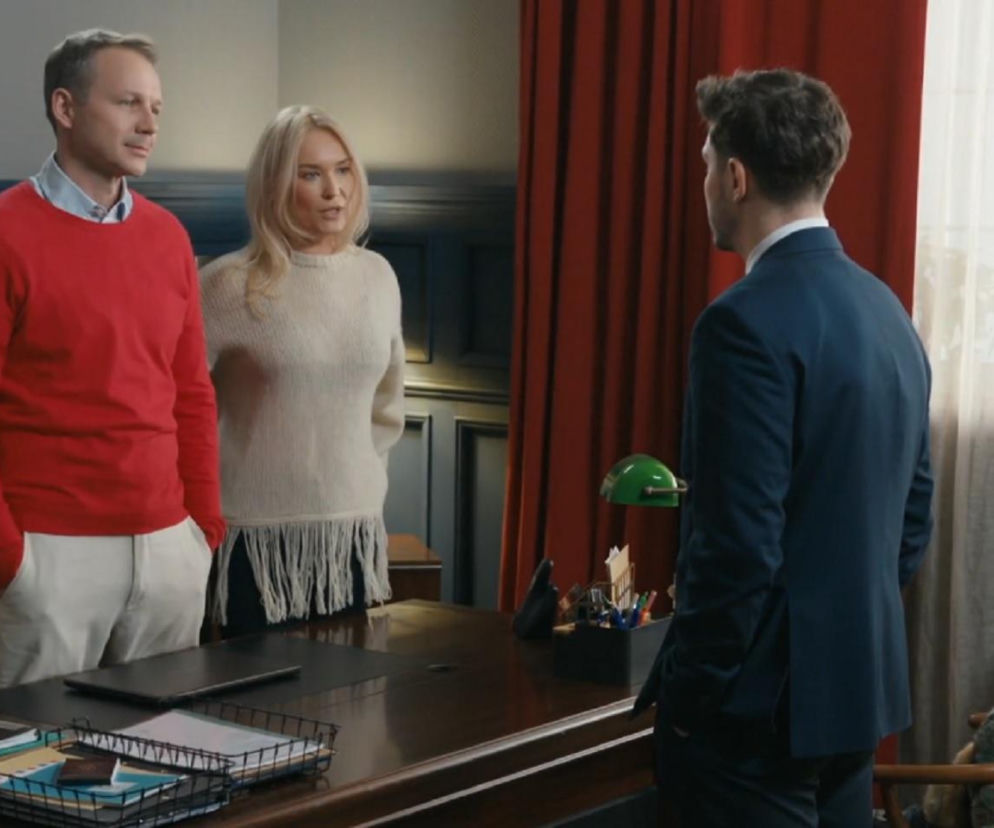 Barwy szczęścia odc. 3382. Bruno (Lesław Żurek),  Karolina (Marta Dąbrowska), Justin (Jasper Sołtysiewicz)