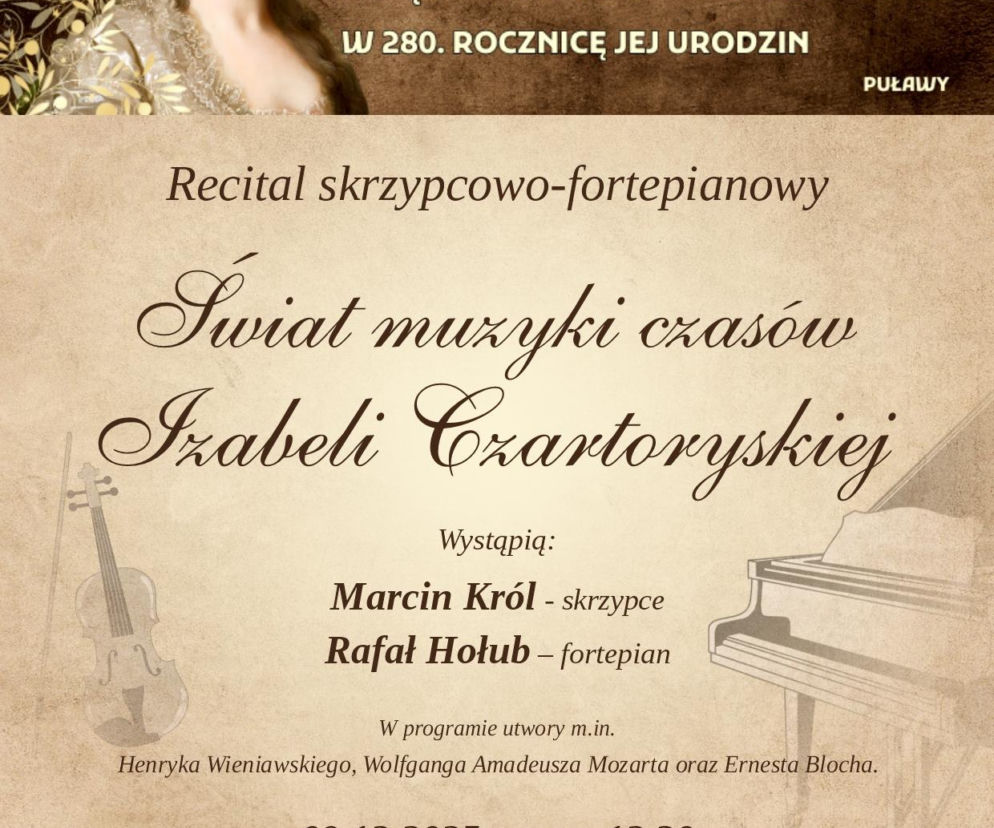 Recital skrzypcowo - fortepianowy plakat