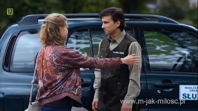 M jak miłość po wakacjach 2015. Natalka Mostowiak (Marcjanna Lelek), leśniczy Franek Zarzycki (Piotr Nerlewski)