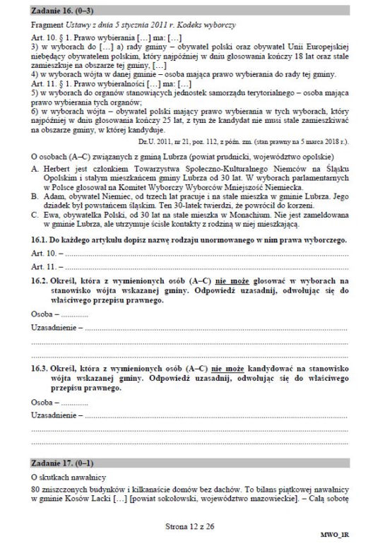 Matura 2018 WOS rozszerzony