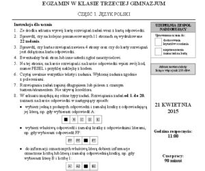 Egzamin gimnazjalny 2015, arkusz z języka polskiego 1
