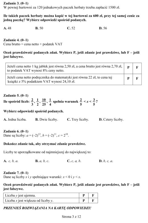 EGZAMIN GIMNAZJALNY 2013 MATEMATYKA - ARKUSZE, ODPOWIEDZI