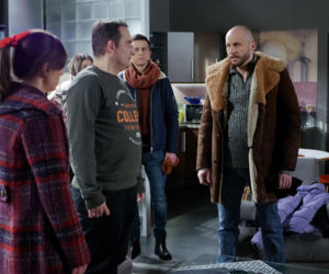Pierwsza miłość. Kaśka (Misiek Koterski), Lucynka (Delfina Wilkońska), Franciszek (Tomasz Borkowski)