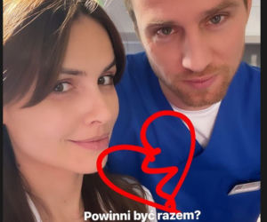 Na dobre i na złe na planie. Hania Sikorka (Marta Żmuda Trzebiatowska), Michał (Mateusz Janicki)