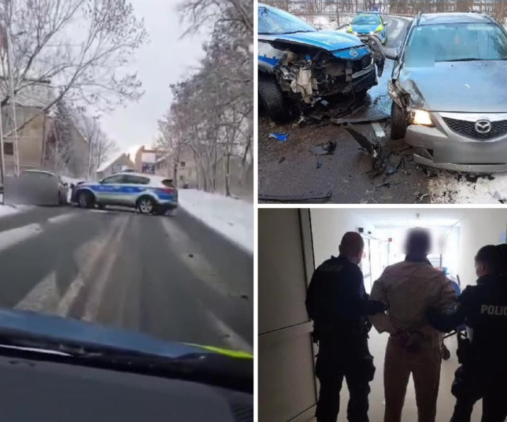Pijany pirat drogowy staranował radiowóz! Szokujący pościg pod Legnicą. Policjanci w szpitalu!