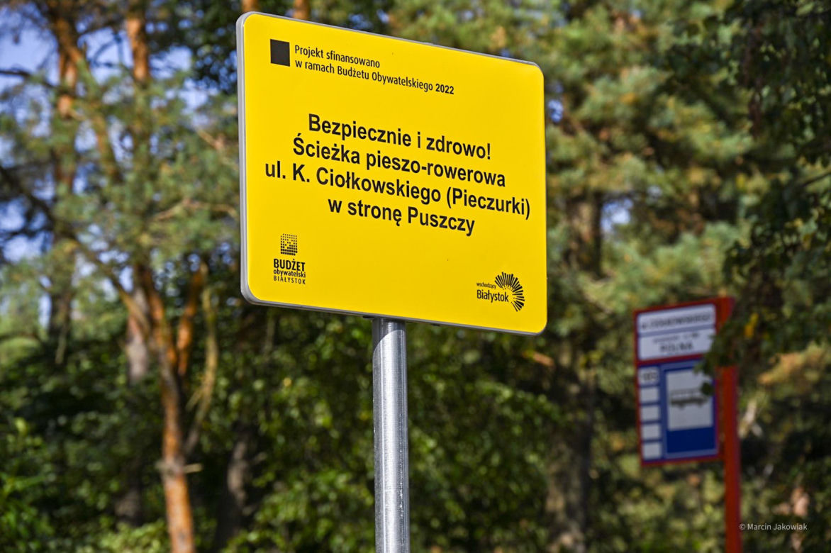 Ścieżka rowerowa przy ul Ciołkowskiego w Białymstoku