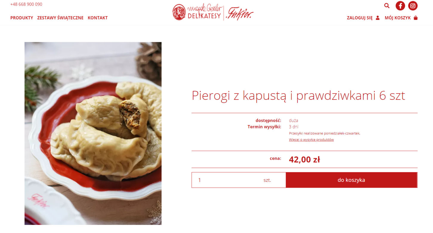 U Gessler 7 zł za pieroga