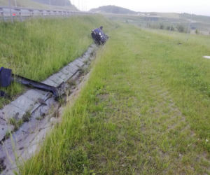 Przeworsk: Dachował na autostradzie i... nic mu się nie stało