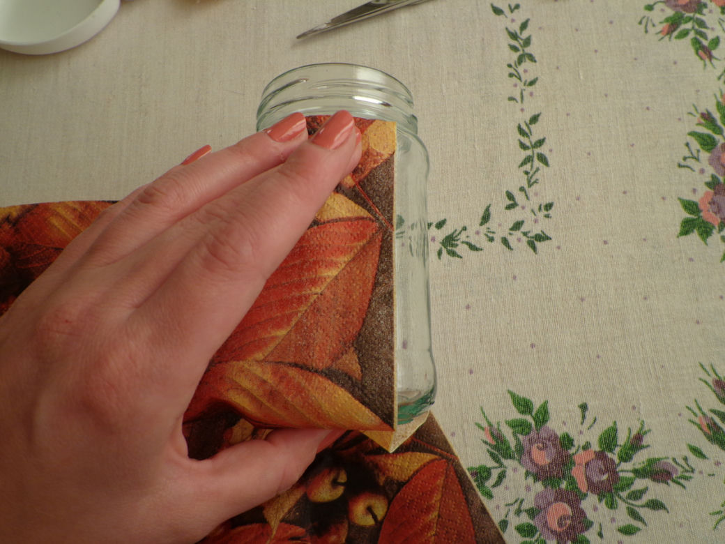 Jesienny lampion decoupage