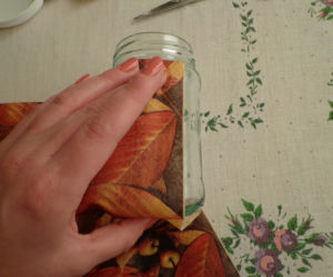 Jesienny lampion decoupage