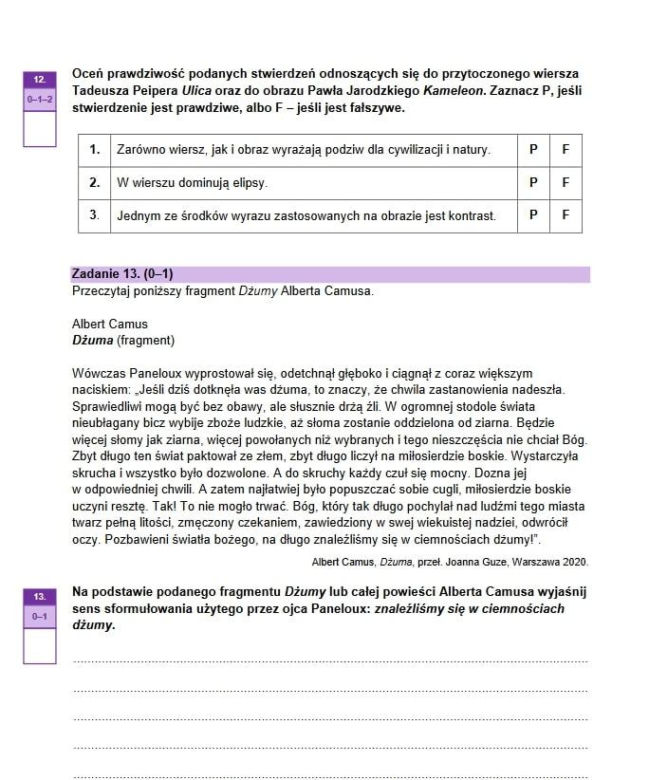 Matura próbna grudzień 2023 - język polski arkusz
