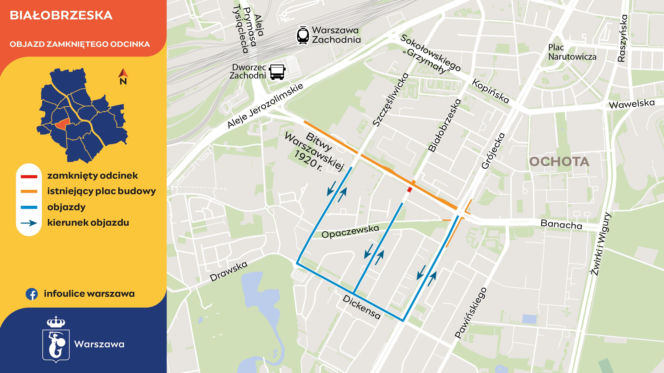 Tramwaj do Dworca Zachodniego – zamknięta Białobrzeska