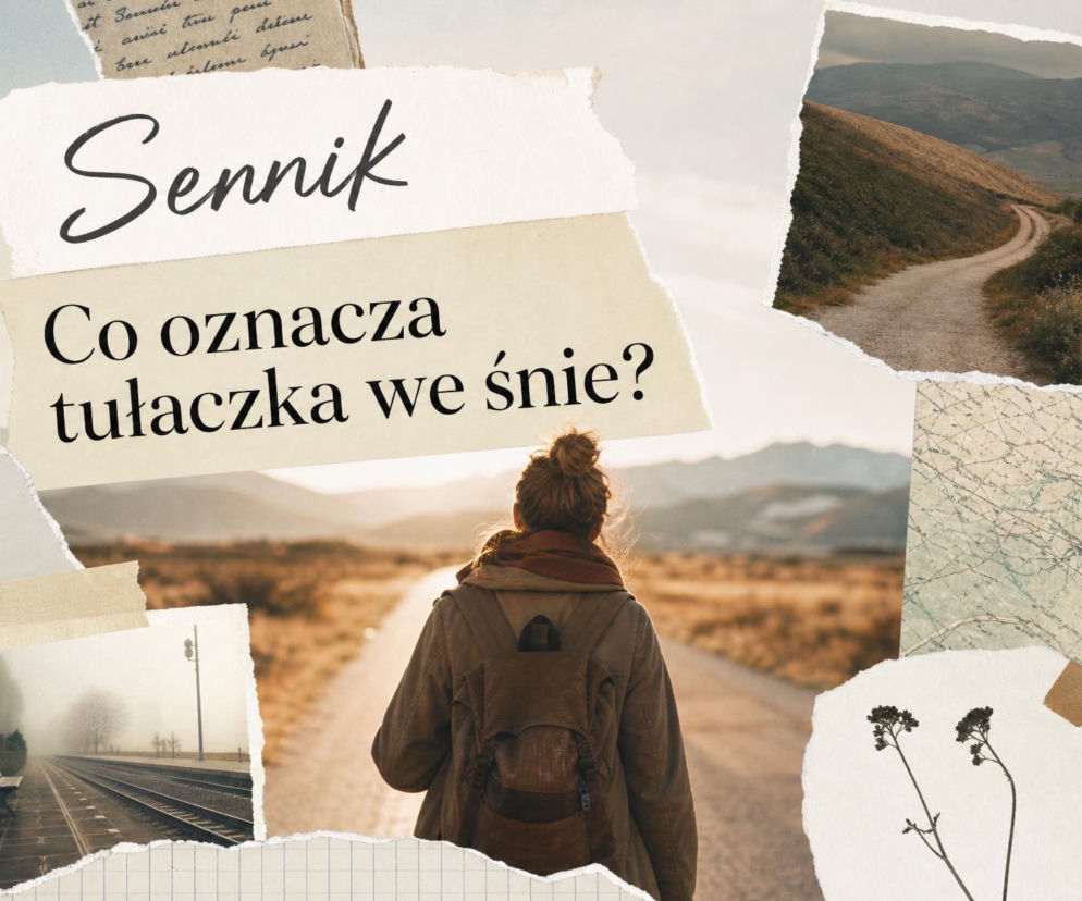 Kobieta z plecakiem na drodze. Obok miniatury torów i mapy. O znaczeniu snu o tułaczce przeczytasz na SE.