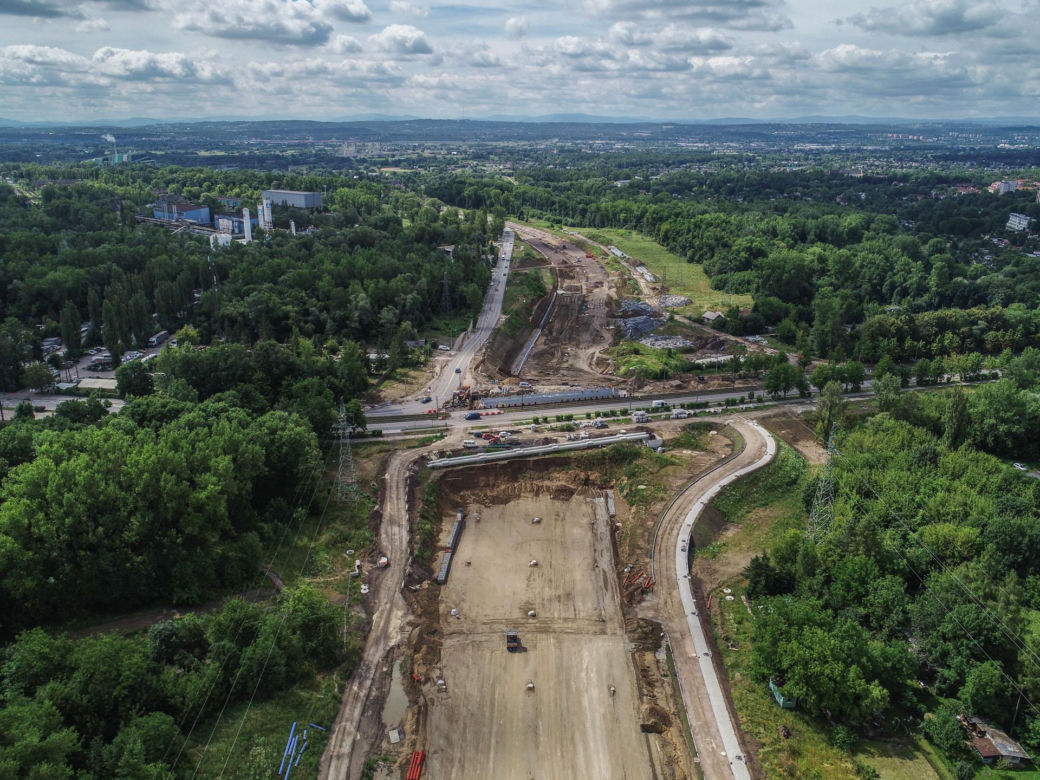 Zdjęcia z placu budowy S7 Kraków - Widoma, czerwiec 2024