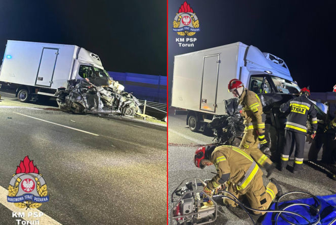 Tragiczny wypadek na autostradzie A1 pod Toruniem. Jedna osoba nie żyje!