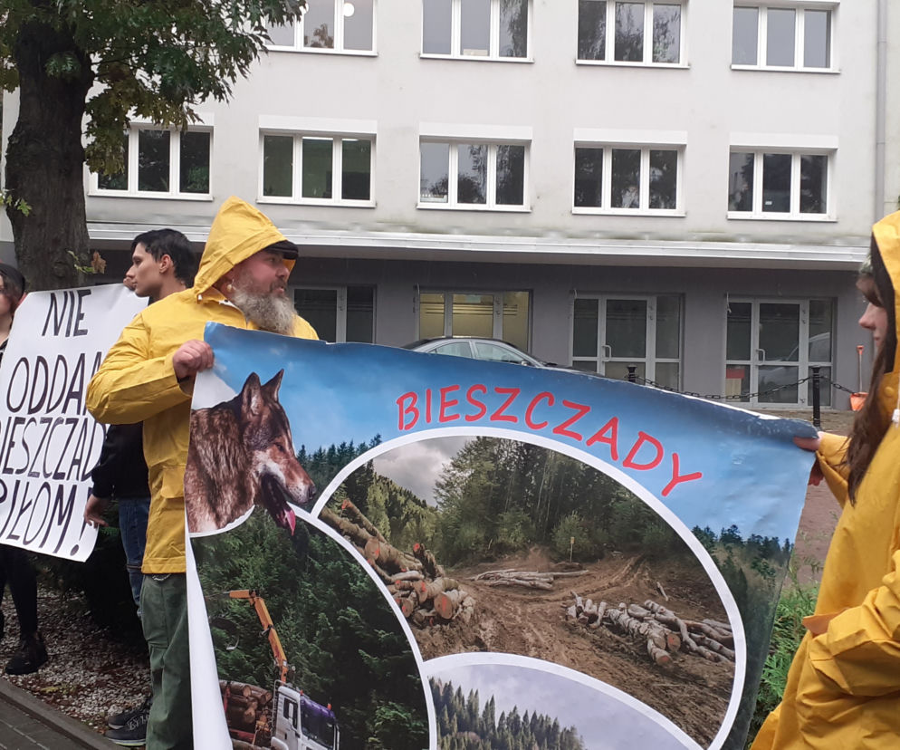 Nie oddamy Bieszczad piłom przed siedzibą lubelskich leśników [WIDEO]