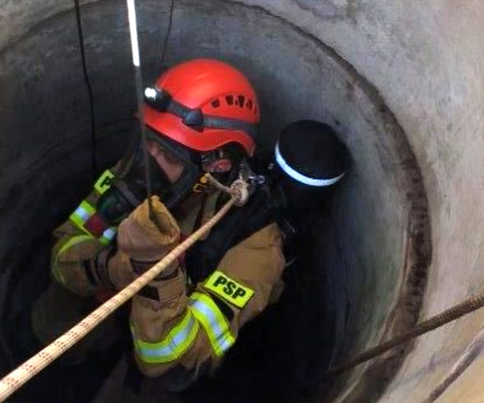 Stażacy z Sokółki uratowali kotka z 20-metrowej studni