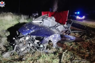 Dramat po wypadku Audi. Gruchnęło w drzewo, dwóch nastolatków NIE ŻYJE