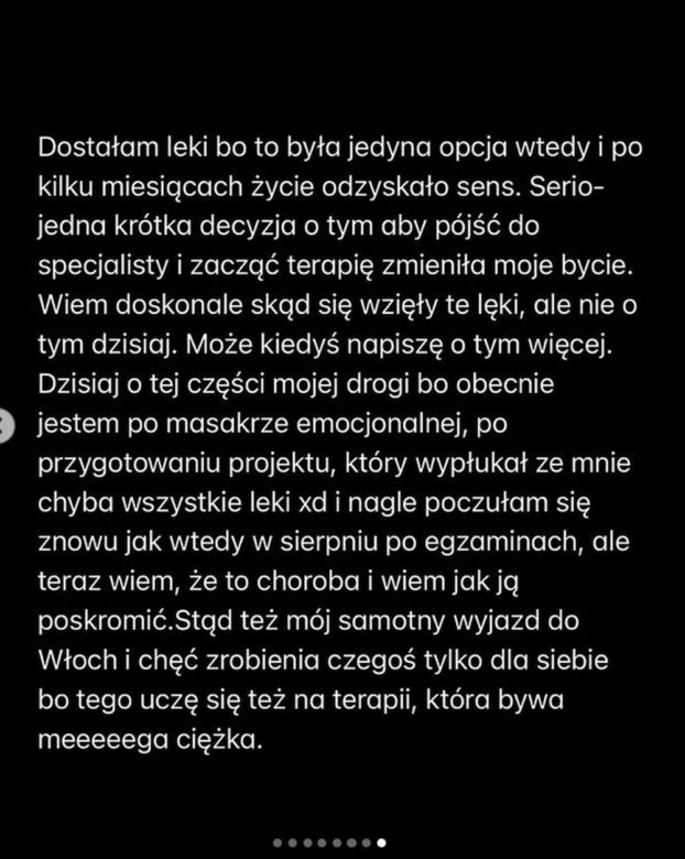 Iga Krefft na Instagramie o chorobie, załamaniu psychicznym i terapii - slajd 7