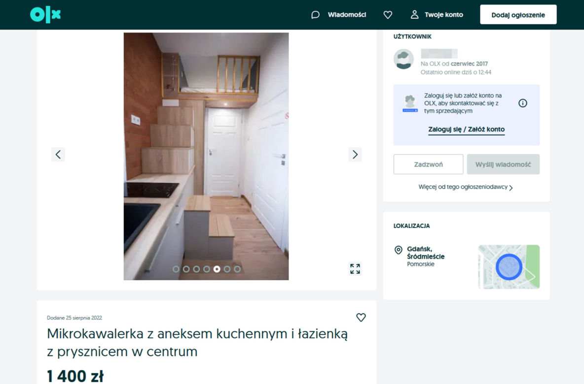 Gdańsk. Tak wygląda mikrokawalerka w centrum miasta. Powierzchnia: 10 m kwadratowych