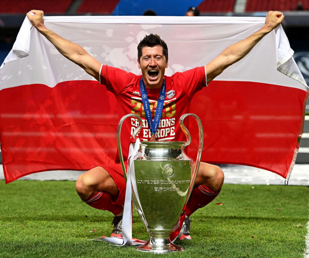 Robert Lewandowski z pucharem Ligi Mistrzów