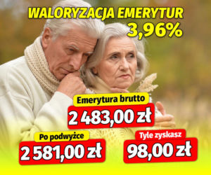 Waloryzacja emerytur 3,96 procent