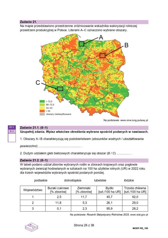 Matura próbna 2024 geografia
