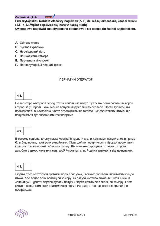 Matura 2026: język ukraiński - arkusz CKE