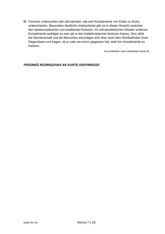 Matura 2025 niemiecki rozszerzony - odpowiedzi do arkusza CKE 13.05.2025 - Formuła 2023