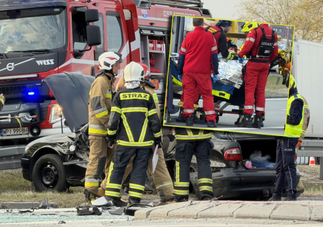 Poważny wypadek na drodze krajowej pod Warszawą. Do akcji wezwano śmigłowiec LPR