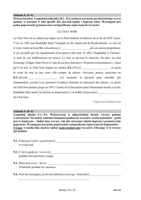 Matura 2020 AKUSZE CKE: j. francuski p. rozszerzony, 10