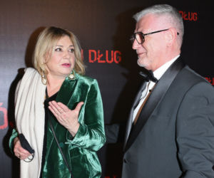 Małgorzata Ostrowska-Królikowska i Bogusław Job na premierze filmu Mój dług