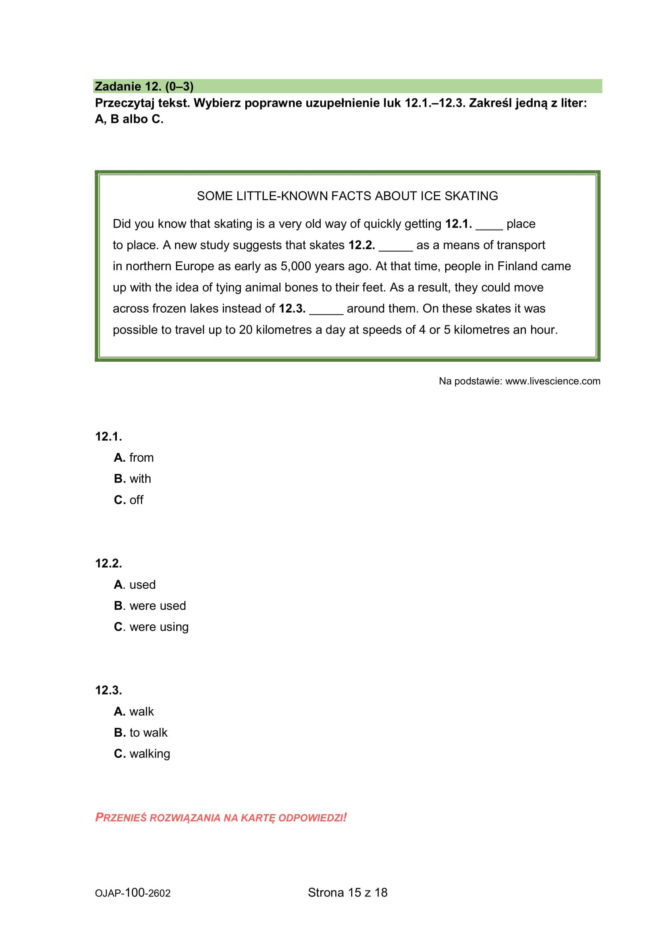 Próbny egzamin ósmoklasisty 2026 - angielski