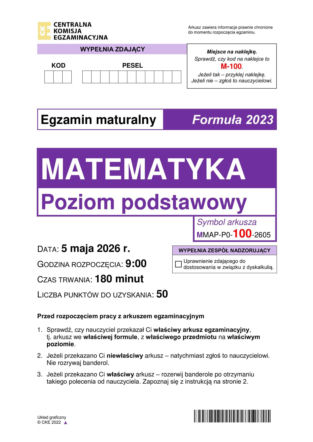 Matematyka poziom podstawowy 2026 - ARKUSZE, ODPOWIEDZI, ZADANIA, PDF. Matura 5.05.2026