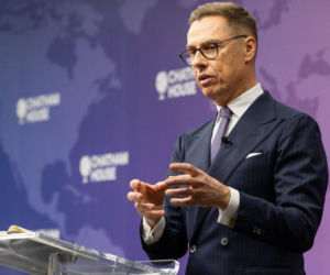 Prezydent Finlandii Alexander Stubb w Chatham House.