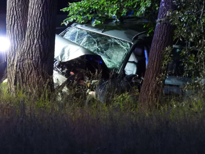 Śmiertelny wypadek pod Warszawą. Ford rozbił się na drzewie