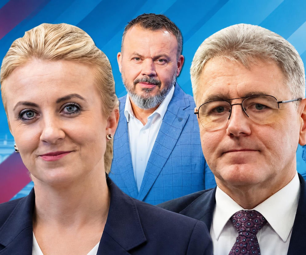 Była minister zdrowia Katarzyna Sójka obok dwóch mężczyzn w garniturach. O zmianach w ochronie zdrowia przeczytasz na SE Polityka.