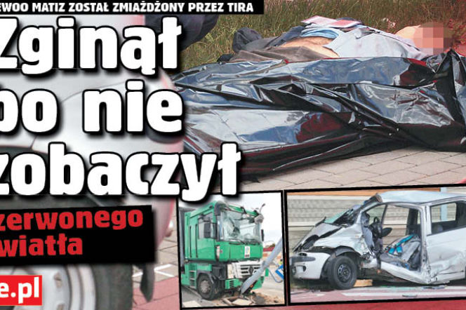 Zginął bo nie zobaczył czerwonego światła