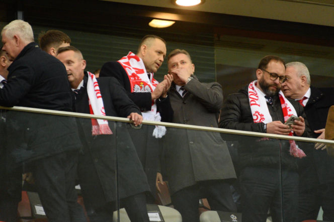 Karol Nawrocki i Przemysław Czarnek na mecze Polska - Albania