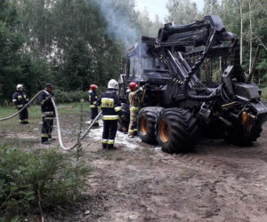 Pożar maszyn do wycinki drzew