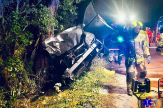 Nocna eskapada nastolatków zakończona na drzewie. Jednego z wraku wycinali strażacy!