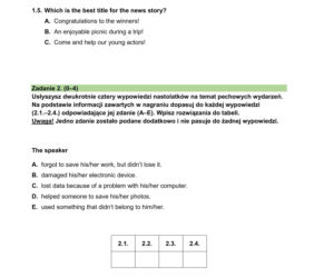 Próbny egzamin ósmoklasisty 2026 CKE: język angielski. Arkusze CKE z angielskiego [14.01.2026]