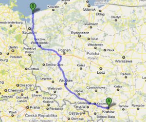 Trasa E40, 5/E261 i E65 Kraków-Dziwnów - mapka