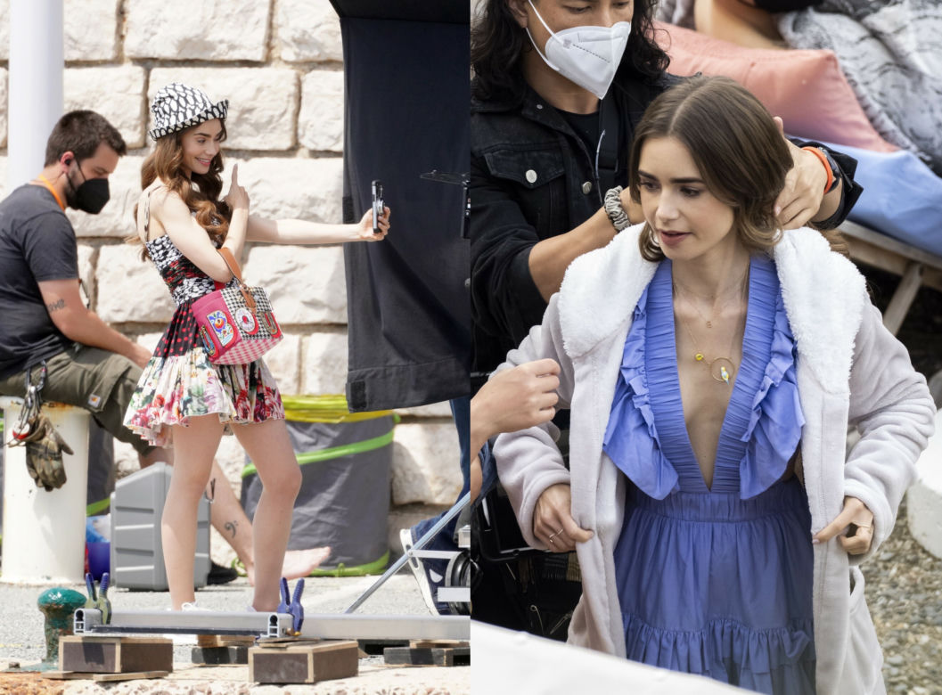 Lily Collins na planie Emily w Paryżu 2